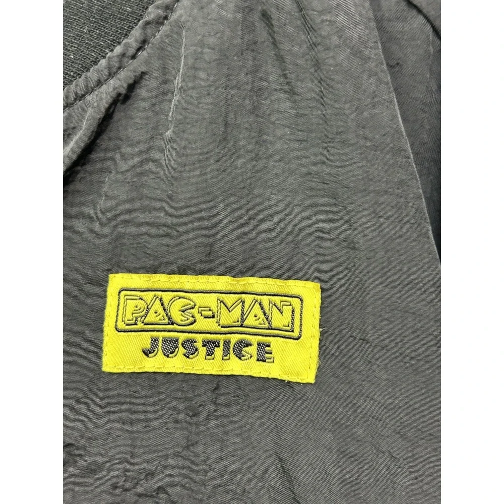 Justice Pac-Man Bomber‎ Jacket Girls Small 7/8 Black Full Zip Retro Game Arcade